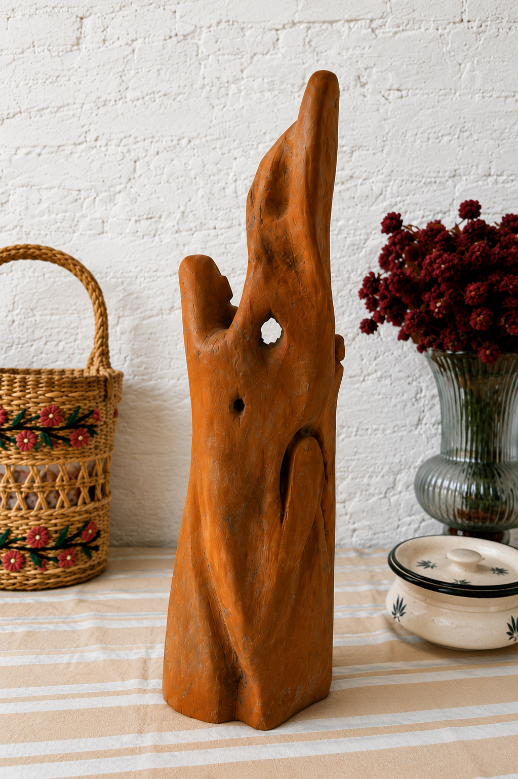 Handcrafted Abstract Wooden Family Sculpture