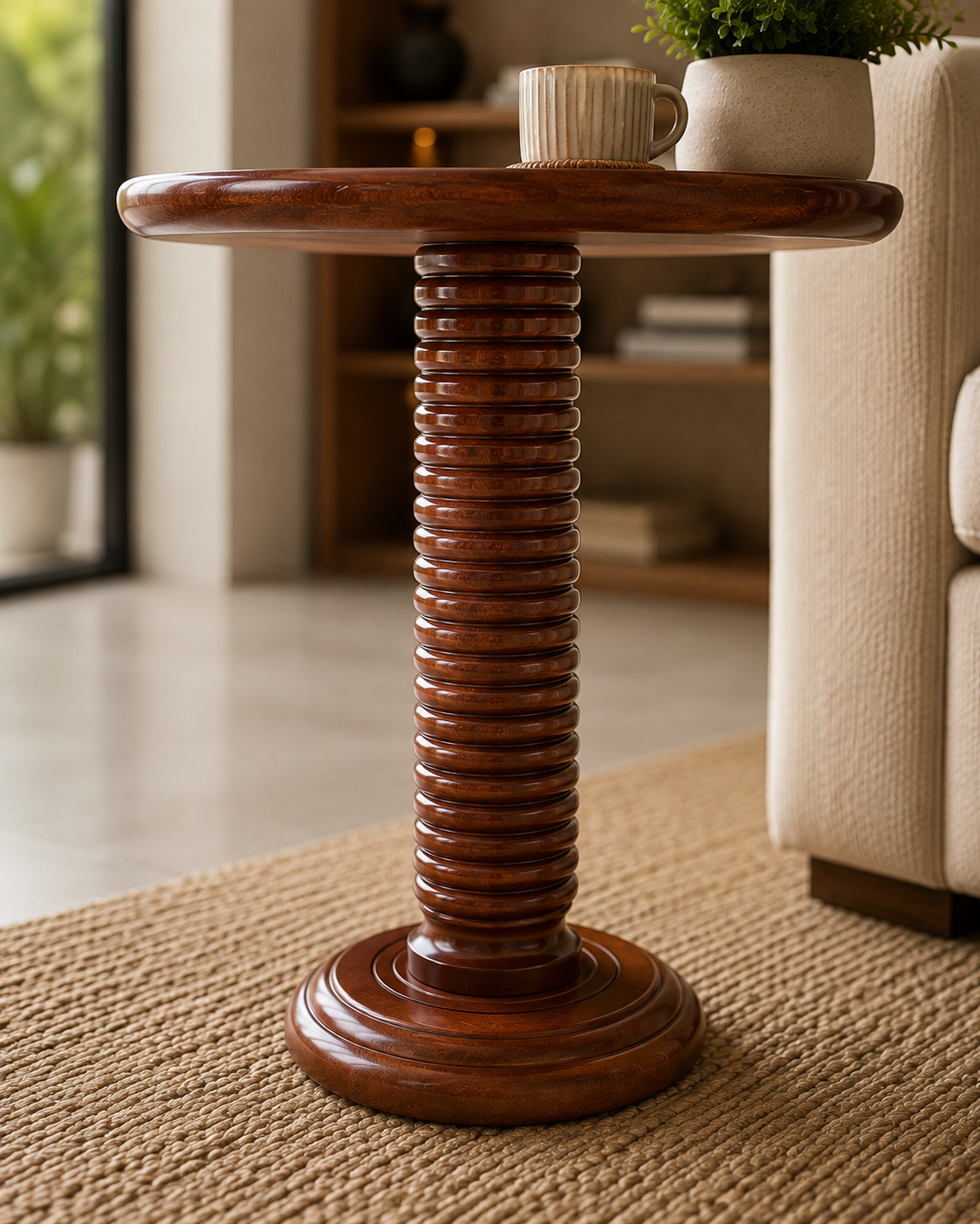 Pedestal Foldable Wooden Side Table