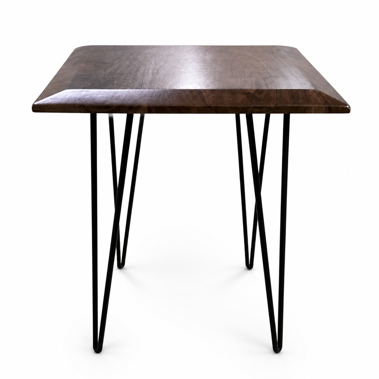 Modern Walnut & Black-Leg Foldable Side Table