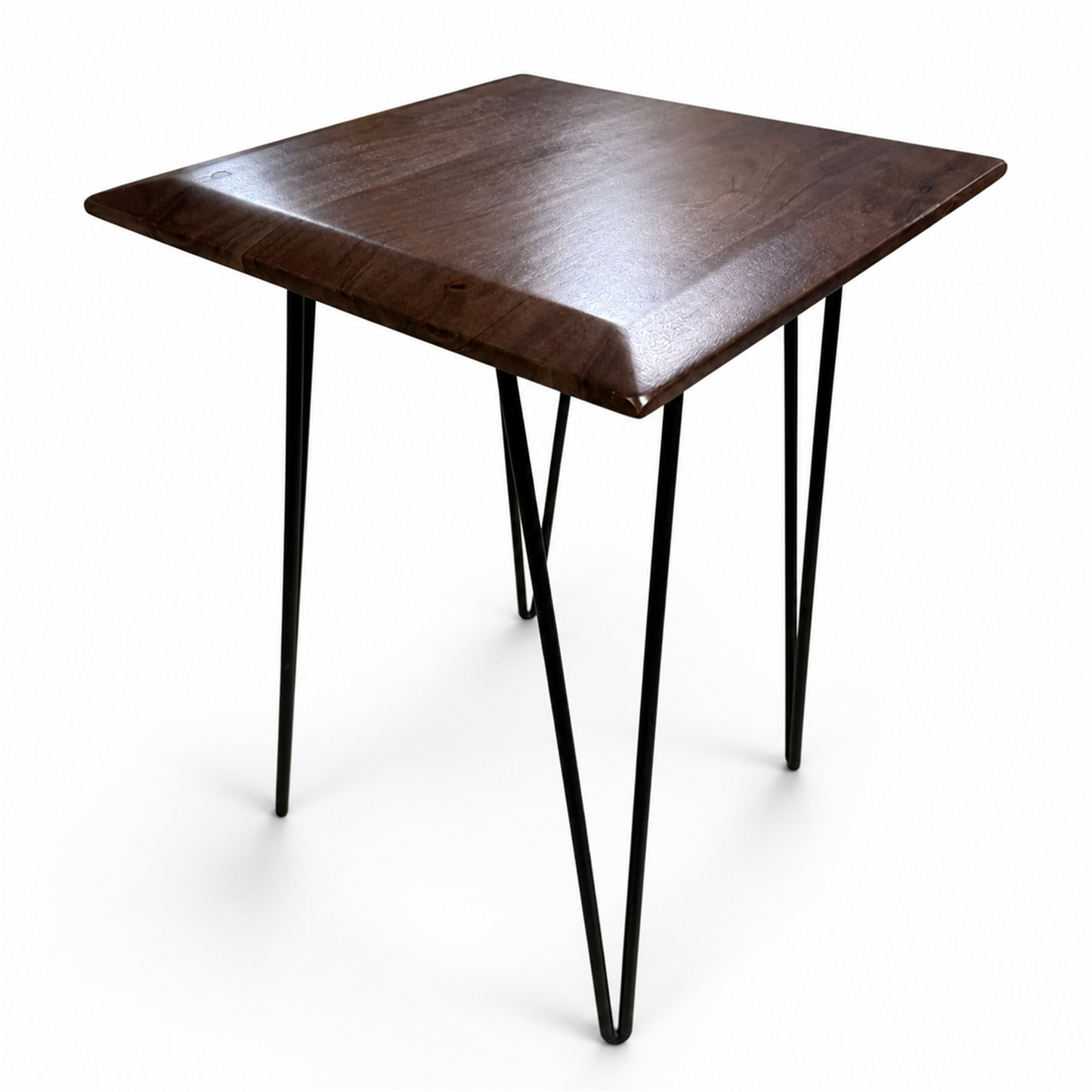Modern Walnut & Black-Leg Foldable Side Table