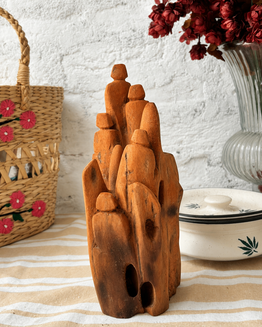Handcrafted Abstract Wooden Family Sculpture