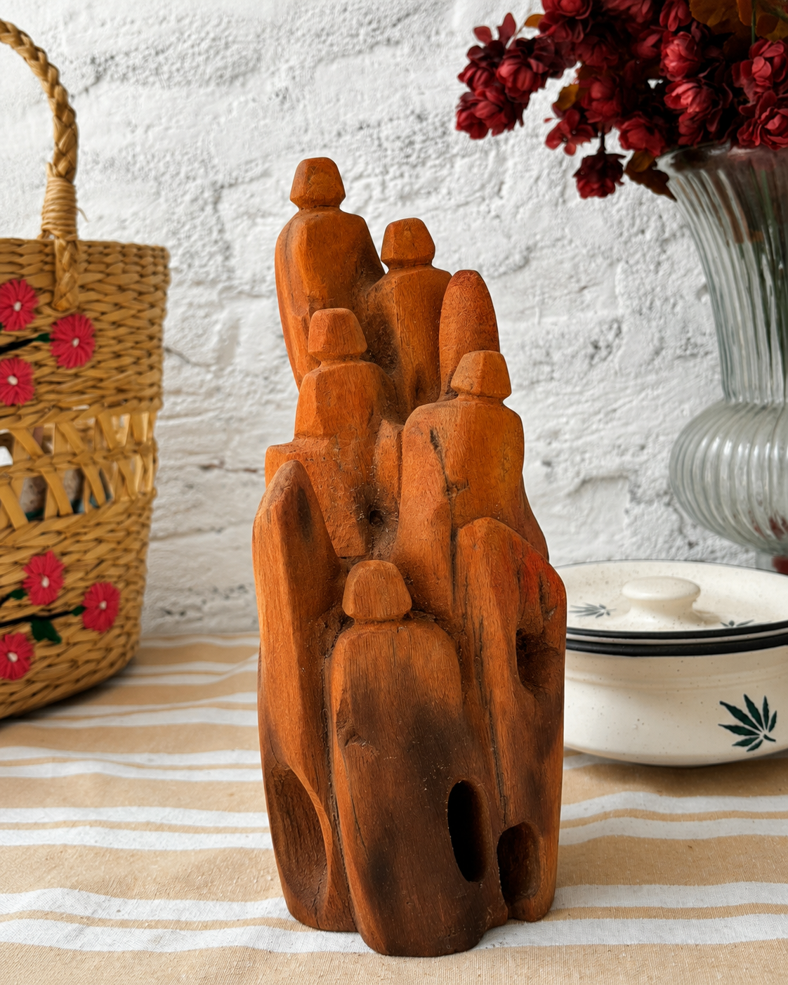Handcrafted Abstract Wooden Family Sculpture