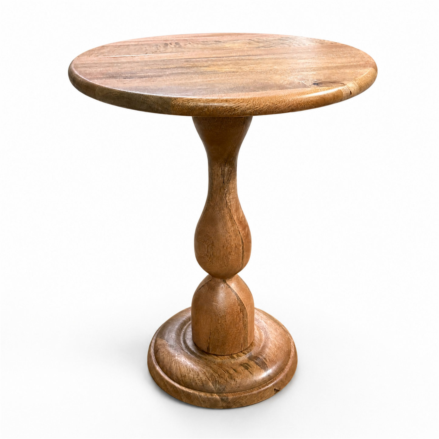 Sculptural Round Foldable Wooden Side Table
