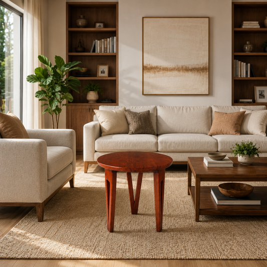 Rustic Brown Foldable Wooden Side Table