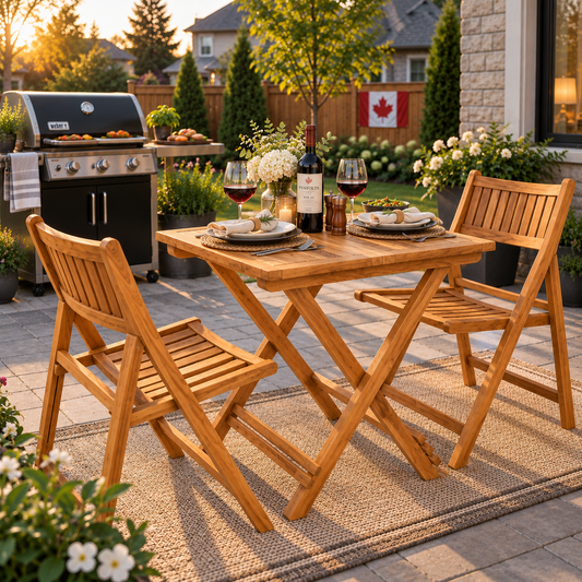 Teak Solid Wood Folding Dining Set