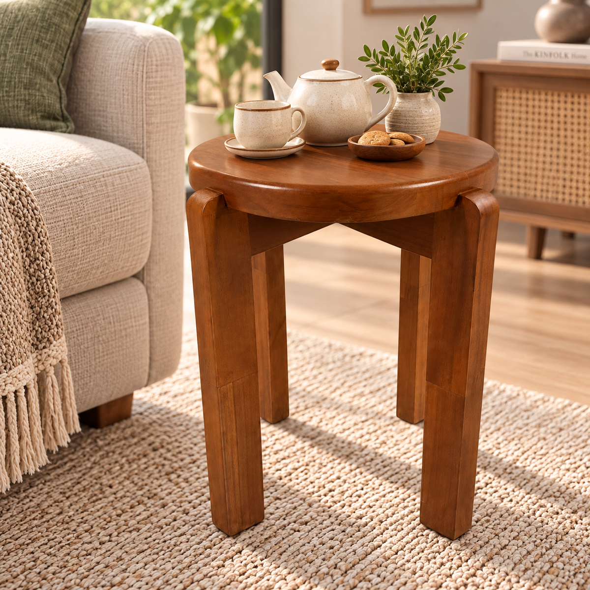 Handcrafted Natural Wood Stool