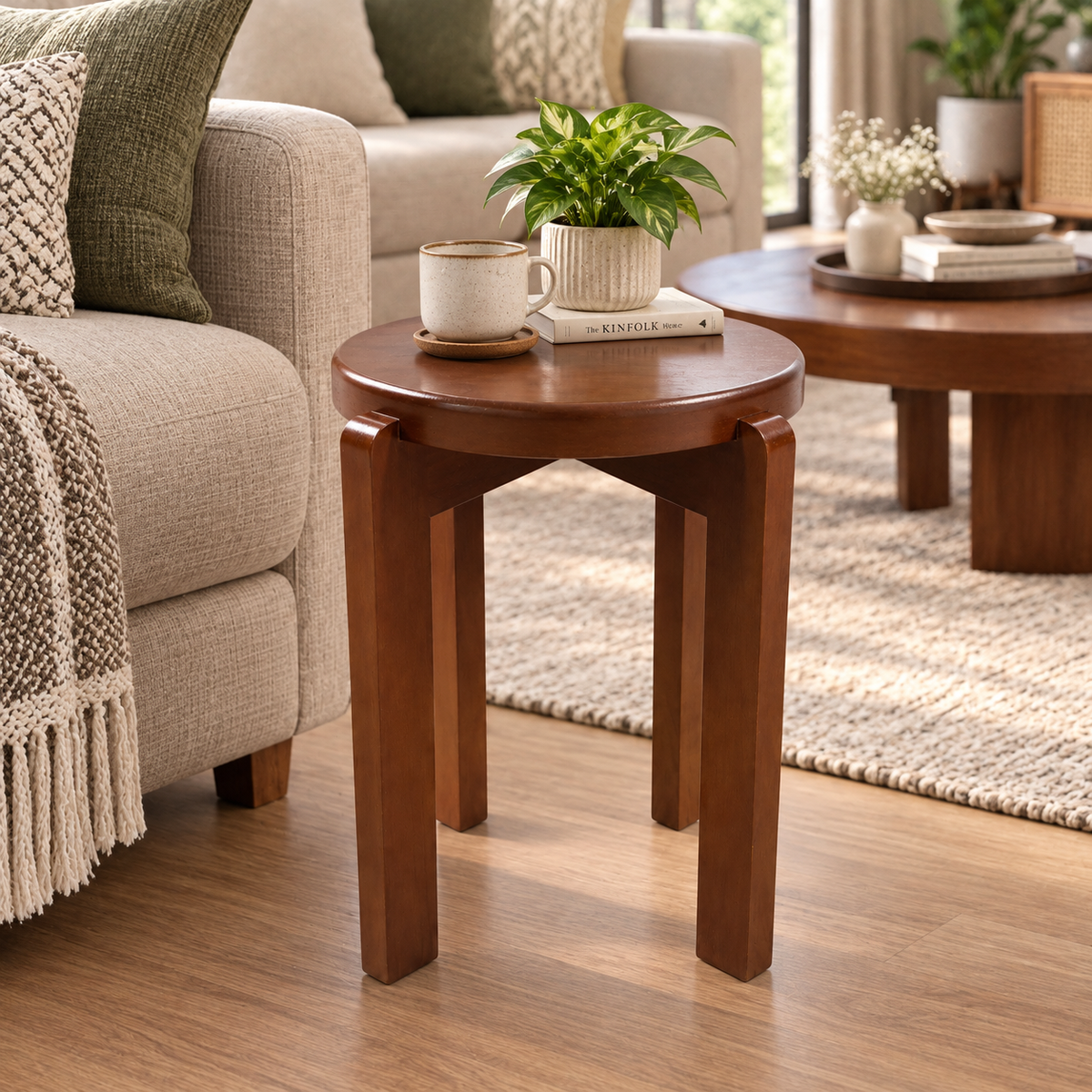 Handcrafted Natural Wood Stool