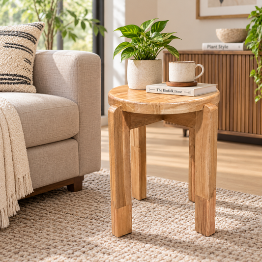 Handcrafted Natural Wood Stool