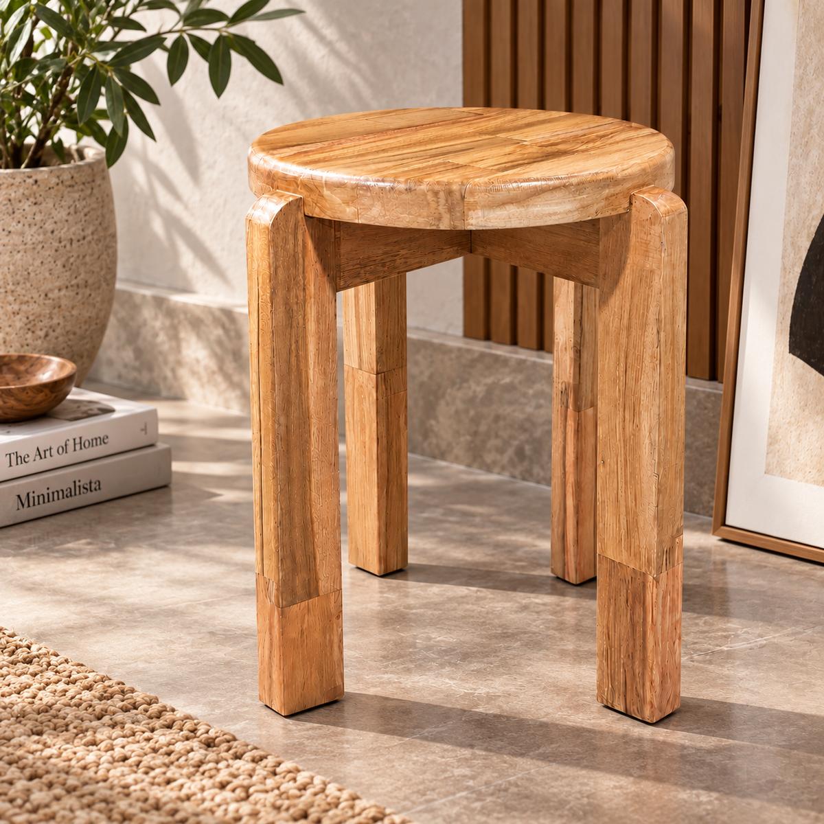 Handcrafted Natural Wood Stool