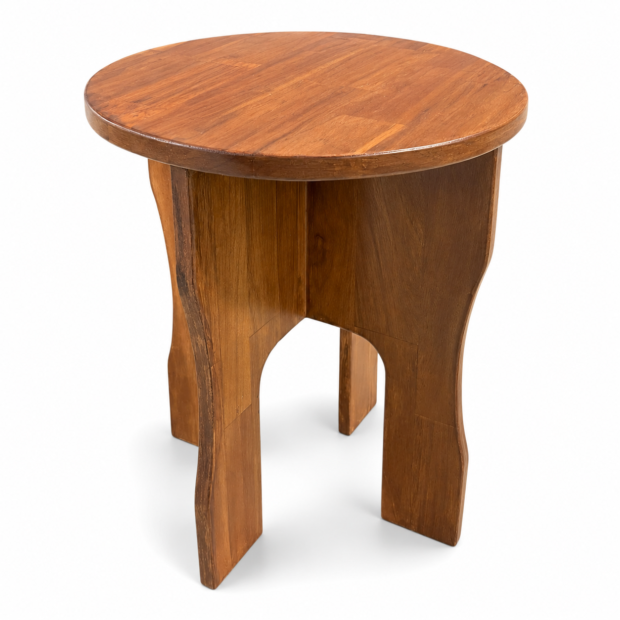 Arc Pedestal Round Wooden Side Table