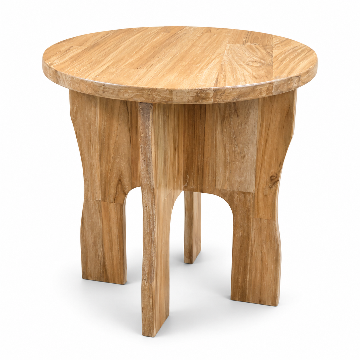 Arc Pedestal Round Wooden Side Table