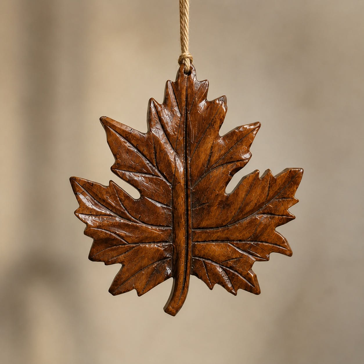 Handcrafted Wooden Maple Leaf Hanging
