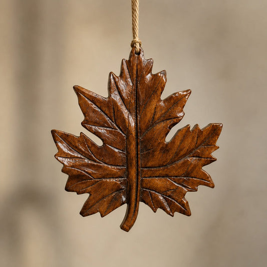 Handcrafted Wooden Maple Leaf Hanging