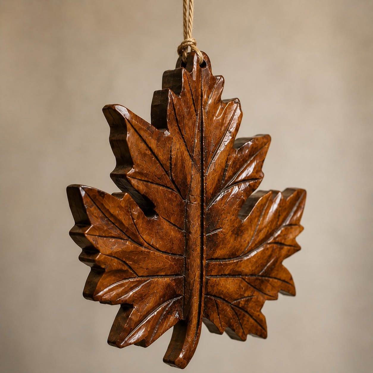 Handcrafted Wooden Maple Leaf Hanging