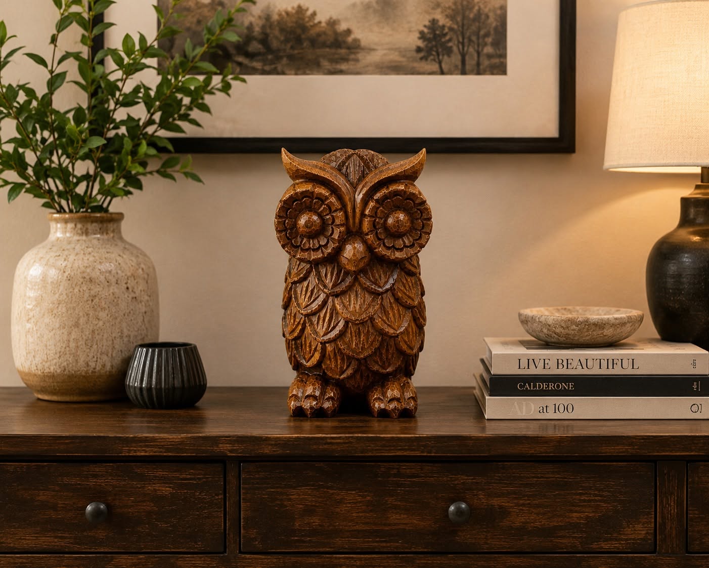 Handcrafted Wooden Owl
