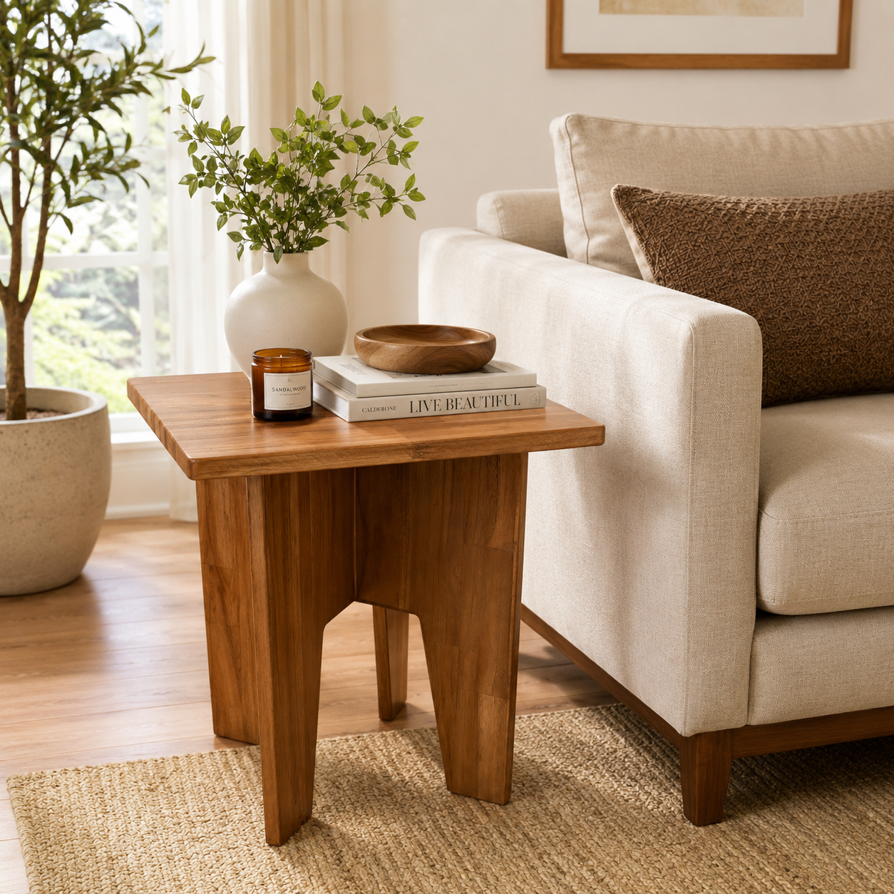 Square Side Table- Solid Wood